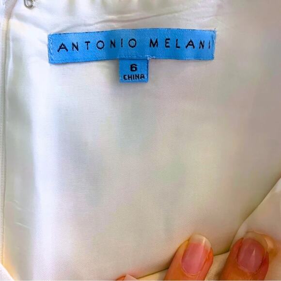 Antonio Melani Linen Sleeveless Floral Beige Cream Tan Shift Dress 6 Embroidery - Picture 4 of 14